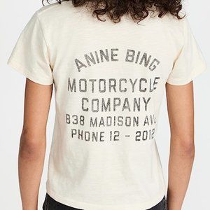 NWT ANINE BING Levy Tee Motorcycle Club - Off White - XS